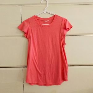 Small Gap Coral Shirt with Cap Flutter Sleeves